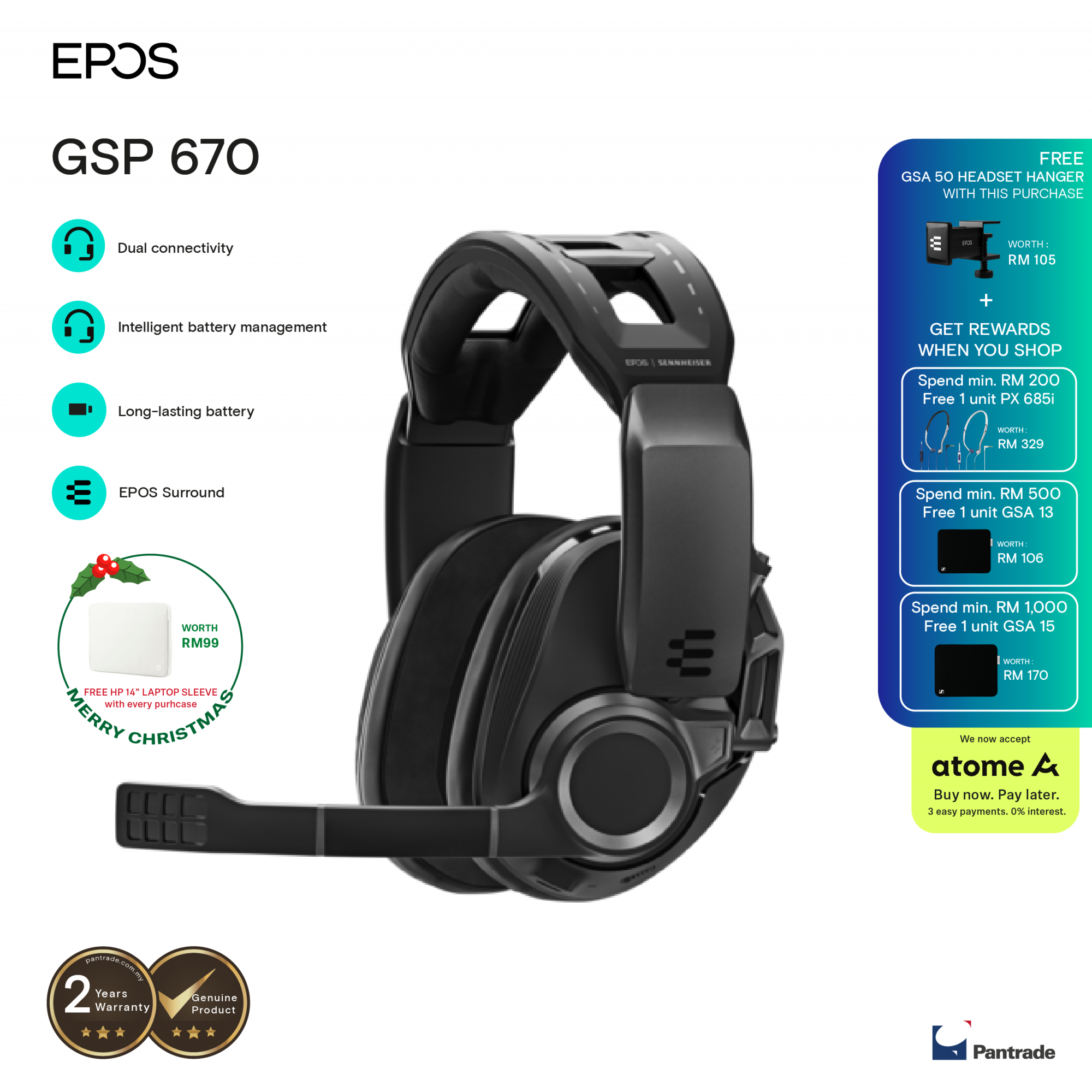 EPOS Sennheiser GSP 670 Wireless Gaming Headset / Gaming for